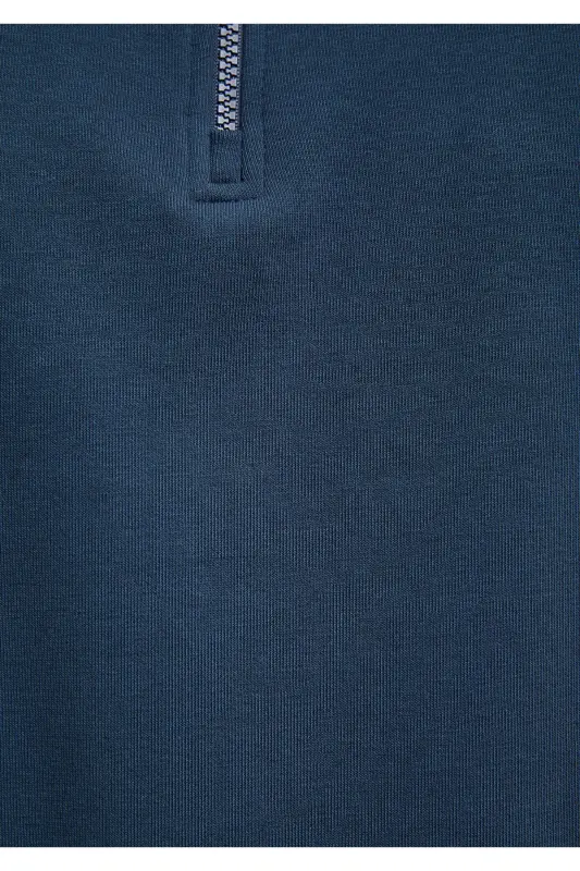 Yarı Fermuarlı Lacivert Sweatshirt 0610908-70490 - Lacivert-70490 - 6