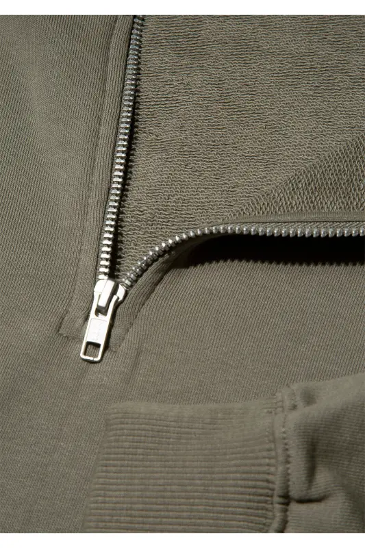 Yarı Fermuarlı Yeşil Basic Sweatshirt 1S10143-86961 - Yeşil-86961 - 6