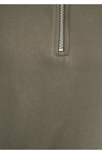 Yarı Fermuarlı Yeşil Basic Sweatshirt 1S10143-86961 - Yeşil-86961 - 7