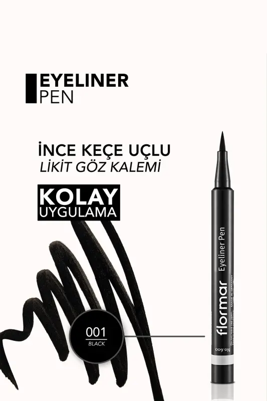 Yarı Mat Bitişli Eyeliner (SİYAH) - Eyeliner Pen - 001 Black - 8690604109609 - 001 BLACK - 3
