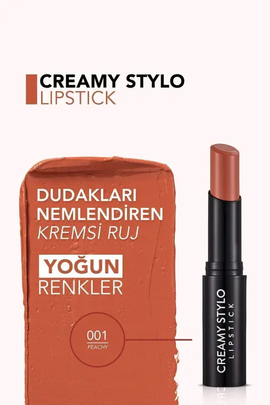 Yarı Parlak Stick Ruj- Creamy Stylo Lipstick -001 Peachy-8682536013611 - 001 PEACHY - 4