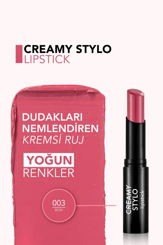 Yarı Parlak Stick Ruj- Creamy Stylo Lipstick -003 Rosy -8682536013635 - 003 ROSY - 5