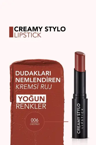 Yarı Parlak Stick Ruj- Creamy Stylo Lipstick -006 Chestnut- 8682536013666 - 006 CHESTNUT - 6