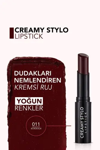 Yarı Parlak Stick Ruj- Creamy Stylo Lipstick -011 Bordeaux- 8682536013710-011 BORDEAUX - 4
