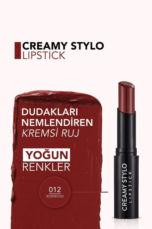 Yarı Parlak Stick Ruj- Creamy Stylo Lipstick -012 Rosewood-8682536013727 - 012 ROSEWOOD - 6