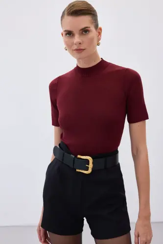 Yarım Balıkçı Triko - Bordo-Bordo - 1