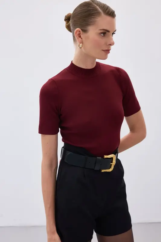 Yarım Balıkçı Triko - Bordo-Bordo - 5