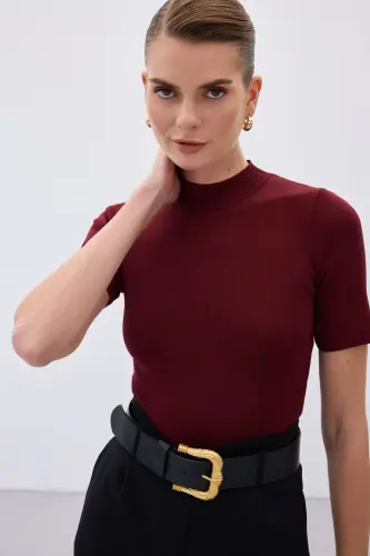 Yarım Balıkçı Triko - Bordo-Bordo - 6