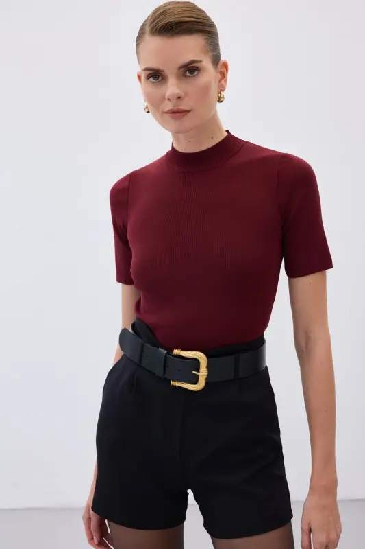 Yarım Balıkçı Triko - Bordo-Bordo - 1