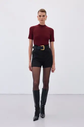 Yarım Balıkçı Triko - Bordo-Bordo - SATEEN (1)