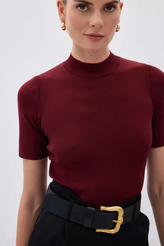 Yarım Balıkçı Triko - Bordo-Bordo - 7