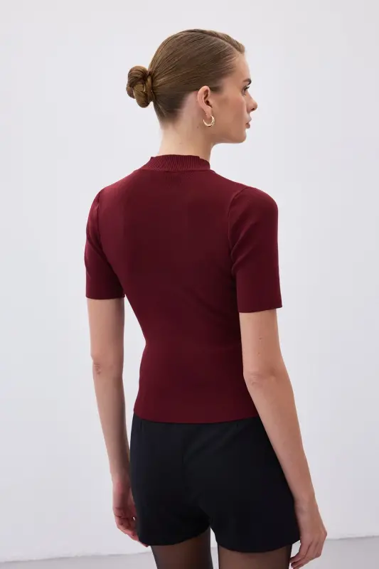 Yarım Balıkçı Triko - Bordo-Bordo - 8