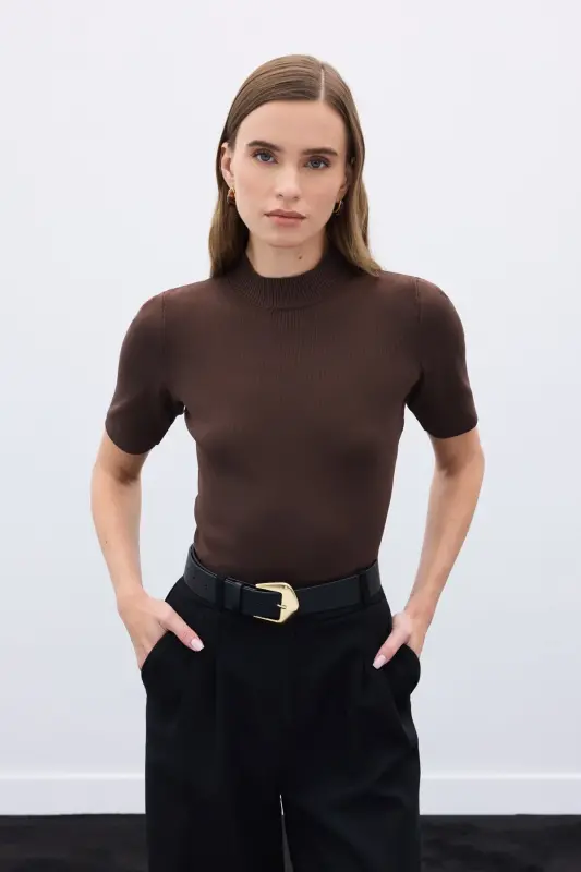 Yarım Balıkçı Triko - Kahve-KAHVE - 2