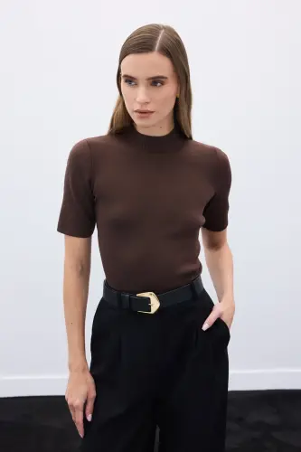 Yarım Balıkçı Triko - Kahve-KAHVE - 3