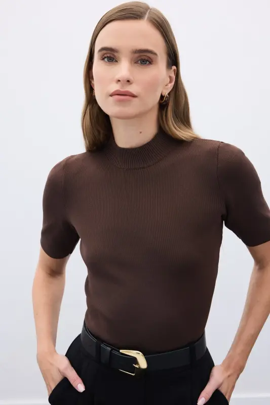 Yarım Balıkçı Triko - Kahve-KAHVE - 4