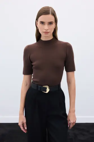 Yarım Balıkçı Triko - Kahve-KAHVE - 1