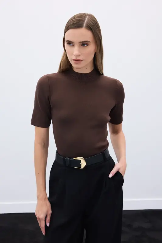 Yarım Balıkçı Triko - Kahve-KAHVE - 3