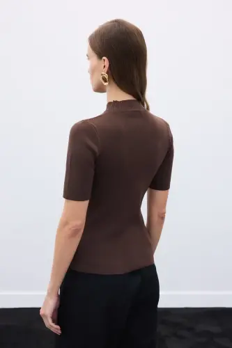 Yarım Balıkçı Triko - Kahve-KAHVE - 5