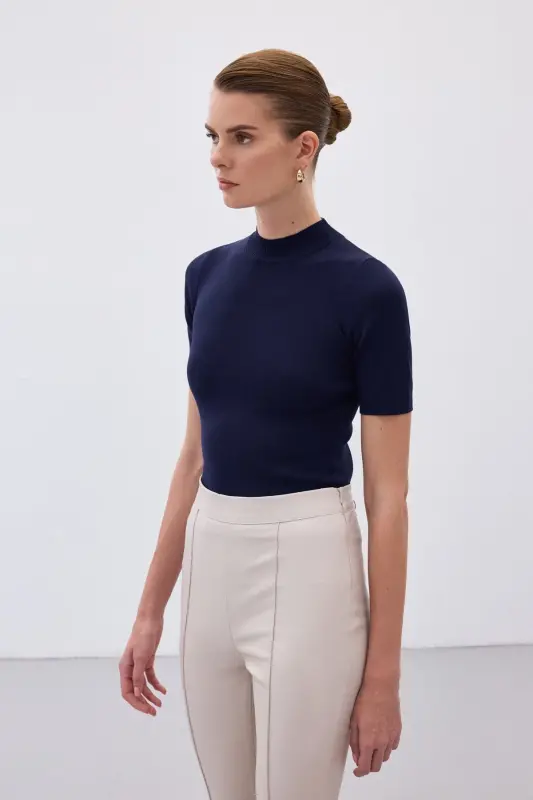 Yarım Balıkçı Triko - Lacivert-LACİVERT - 3