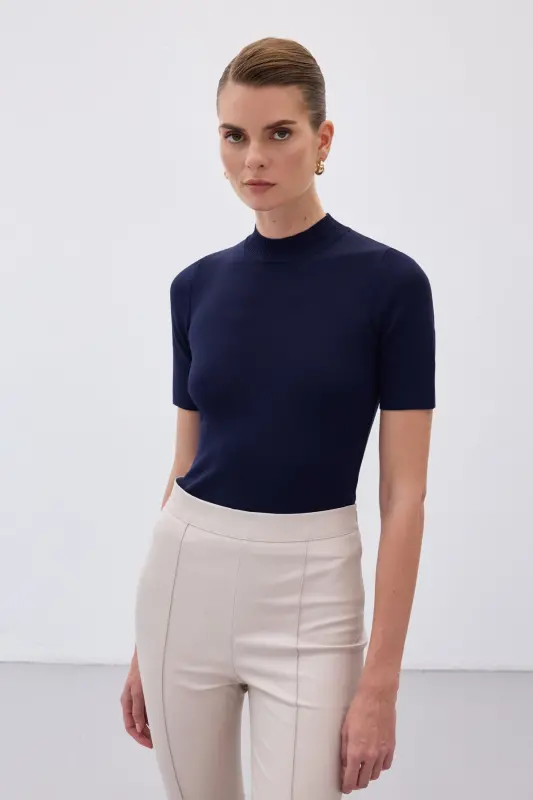 Yarım Balıkçı Triko - Lacivert-LACİVERT - SATEEN