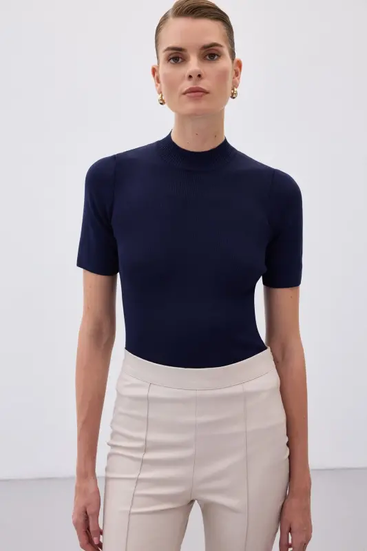 Yarım Balıkçı Triko - Lacivert-LACİVERT - 2