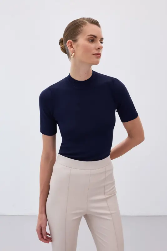 Yarım Balıkçı Triko - Lacivert-LACİVERT - 4