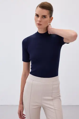 Yarım Balıkçı Triko - Lacivert-LACİVERT - 5