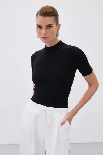 Yarım Balıkçı Triko - Siyah-SİYAH 