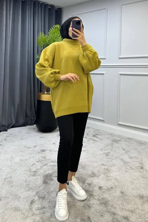 Yarim bo'yinli triko kozok Ya'go'y yeшил - 4