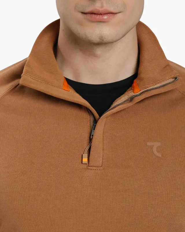 Yarım Fermuarlı Sweatshirt - ÇİKOLATA - 5