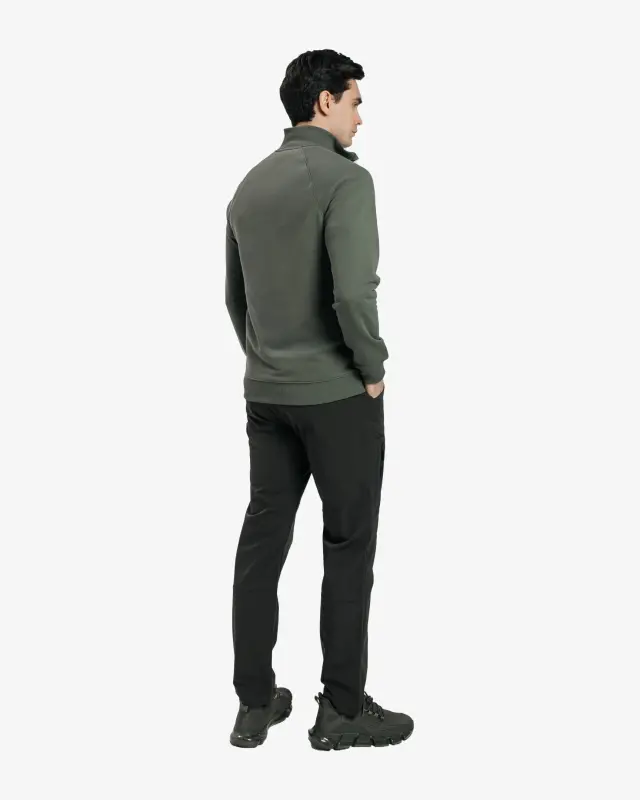 Yarım Fermuarlı Sweatshirt - KOYU HAKİ - 5