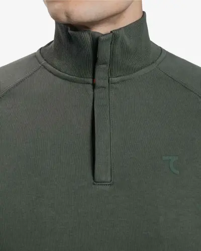 Yarım Fermuarlı Sweatshirt - KOYU HAKİ - 9