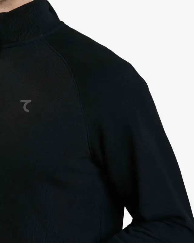 Yarım Fermuarlı Sweatshirt - SİYAH - 2