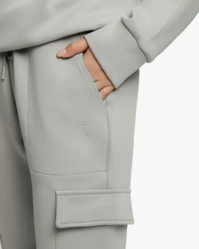 Yarim fermuarli sweatshirt va kargo shimlar to'plami - TO'Q DENGIZ YASHIL RANGI - 17