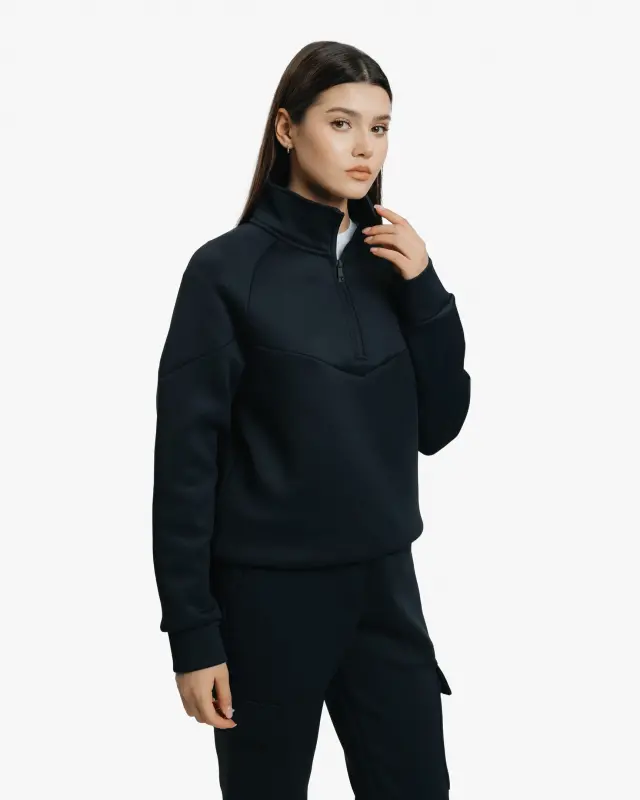 Set of sweatshirt half-zip and cargo pants - BLACK - 4