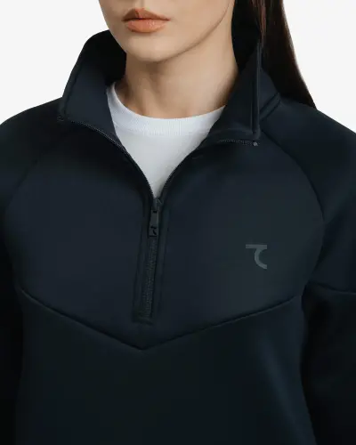 Yarım fermuarlı sweatshirt ve kargo pantolon takımı - SİYAH - 5