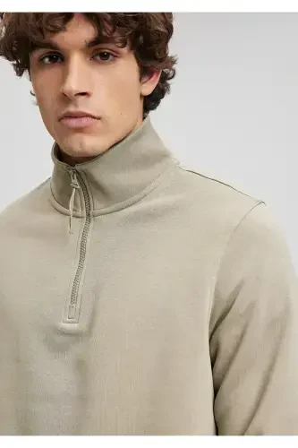 Yarim fermuarli yashil svitshot 0610908-71818-Yashil - 5