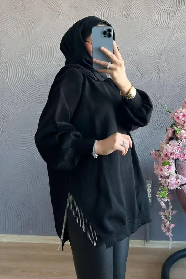 Yarim zanjirli triko ko'ylagi qora - 5