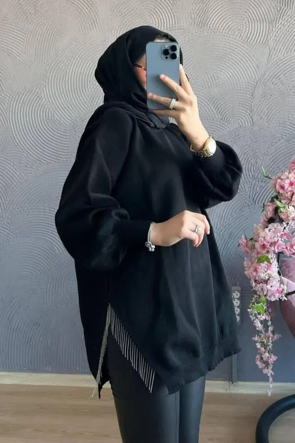 Yarim zanjirli triko ko'ylagi qora - 3