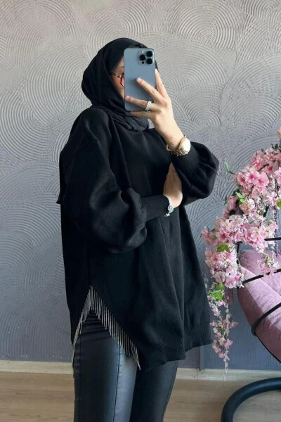 Yarim zanjirli triko ko'ylagi qora - 4