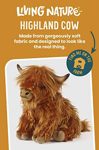 Living Nature Highland Cow Brown Stuffed Animal | Farm Toy with Sound | Soft Toy for Kids | Naturli Eco-Friendly Plush | 9 Inches - 2