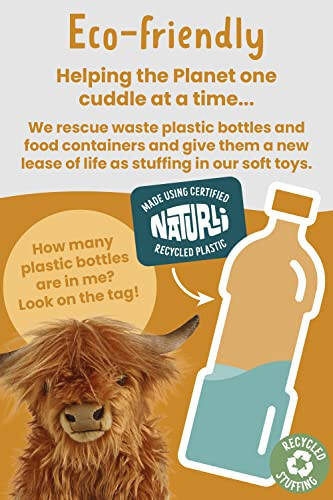 Living Nature Highland Cow Brown Stuffed Animal | Farm Toy with Sound | Soft Toy for Kids | Naturli Eco-Friendly Plush | 9 Inches - 5