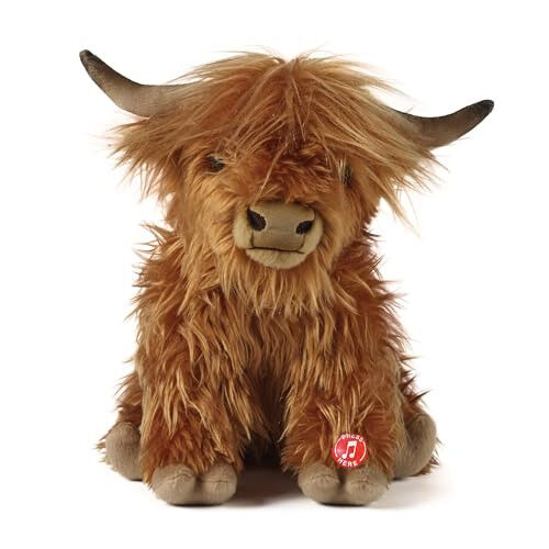 Living Nature Highland Cow Brown Stuffed Animal | Farm Toy with Sound | Soft Toy for Kids | Naturli Eco-Friendly Plush | 9 Inches - 6