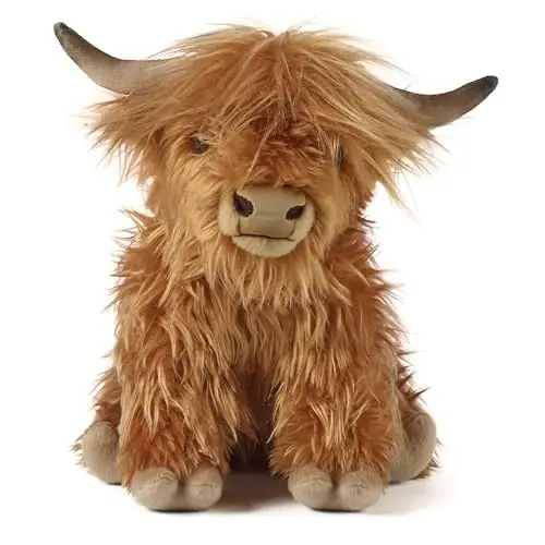 Living Nature Highland Cow Brown Stuffed Animal | Premium Plush Farm Toy | Soft Toy Gift for Kids | for Ages O and Up | 9 Inches - 1