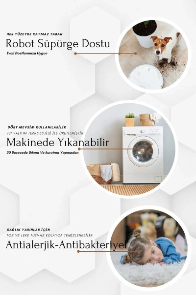 Yashash xonasi gilami Geometrik Skandinaviya Eskirgan raqamli chop etish Yuvish mumkin Sirpanmaslik tagligi 8086SALON - 3