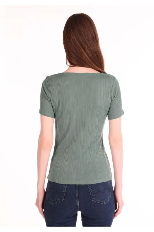 Yashil Ayollar T-shirtsi Qisqa Yengli - 2