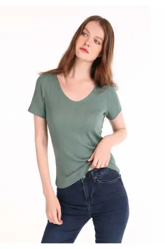 Yashil Ayollar T-shirtsi Qisqa Yengli - 1