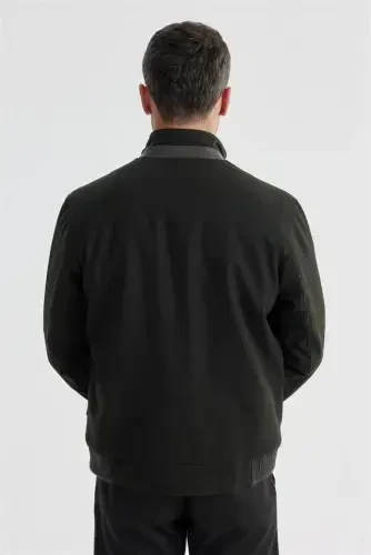 Yashil Comfort Fit Balandlikli Yaka Casual Kurtka - 4