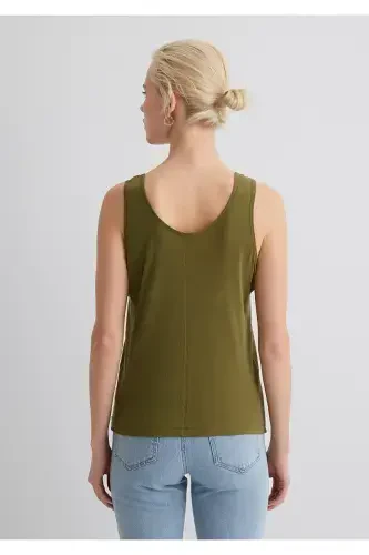 Yashil futbolka Slim Fit / Tor kesilgan 1613211-71898-Ye - 4