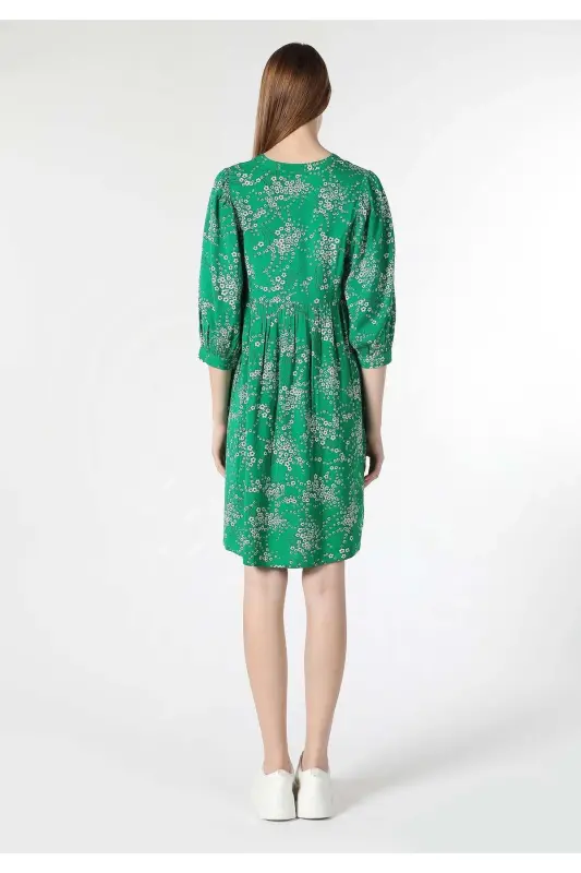 Yashil gulli bosma ayollar ko'ylagi (Cl1061886) - 2